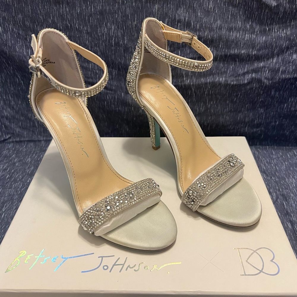 Betsey Johnson Silver Rhinestone Heels